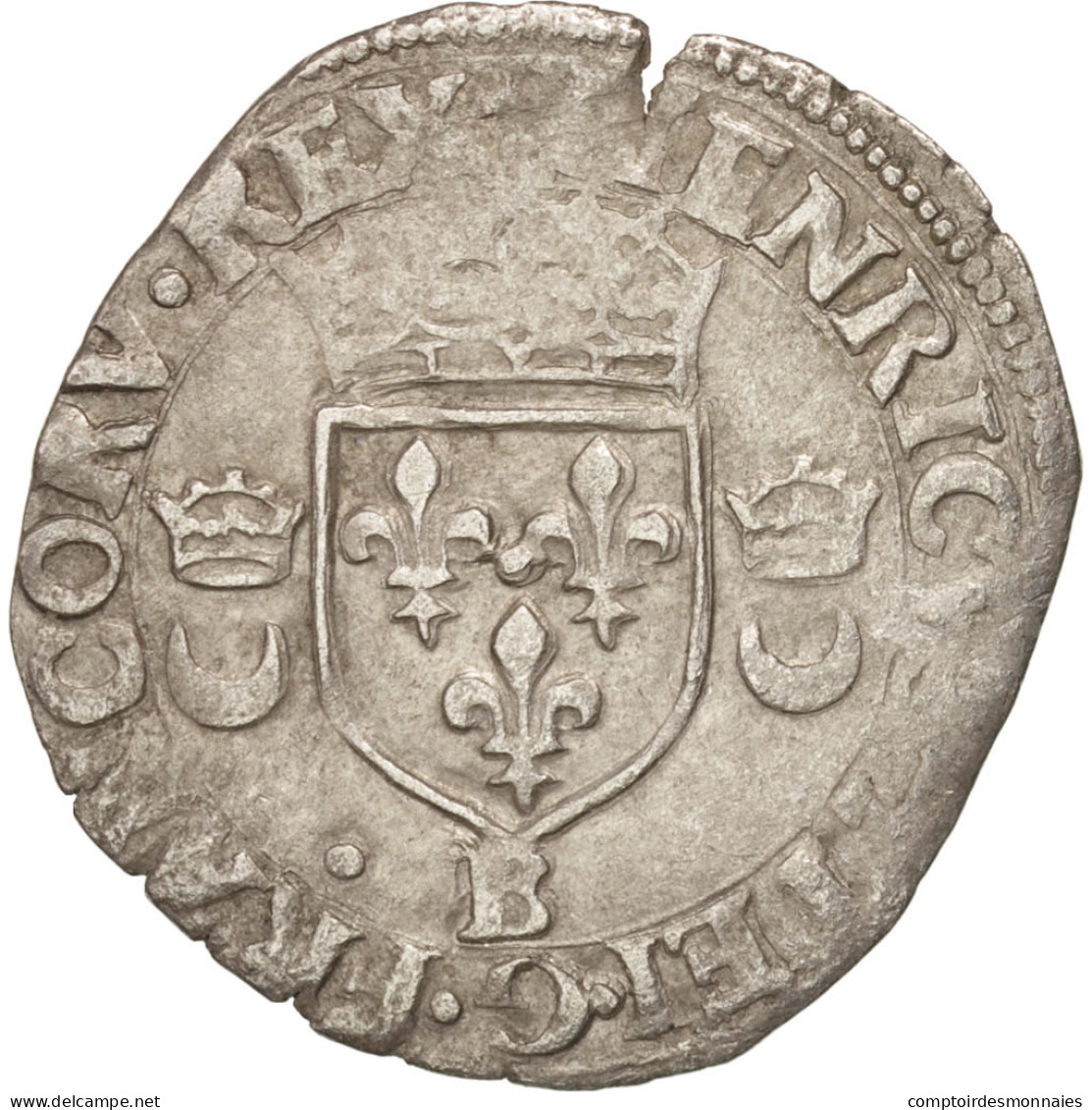 Monnaie, France, Douzain Aux Croissants, 1551, Rouen, TTB, Billon, Duplessy:997 - 1547-1559 Heinrich II.