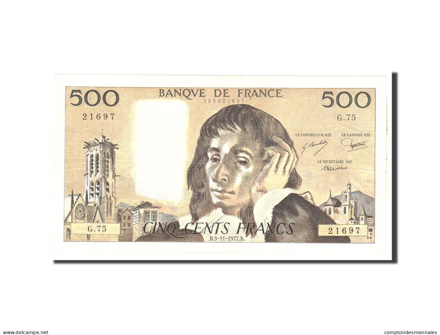 Billet, France, 500 Francs, 1977, 1977-11-03, TTB, Fayette:71.17, KM:156d - 500 F 1968-1993 ''Pascal''