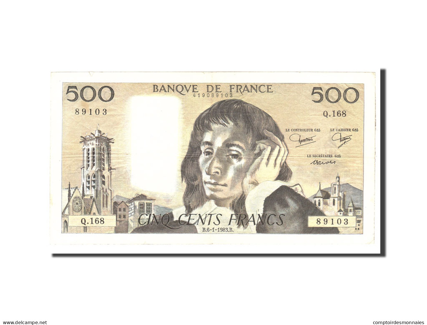 Billet, France, 500 Francs, 1983, 1983-01-06, TB+, Fayette:71.28, KM:156e - 500 F 1968-1993 ''Pascal''