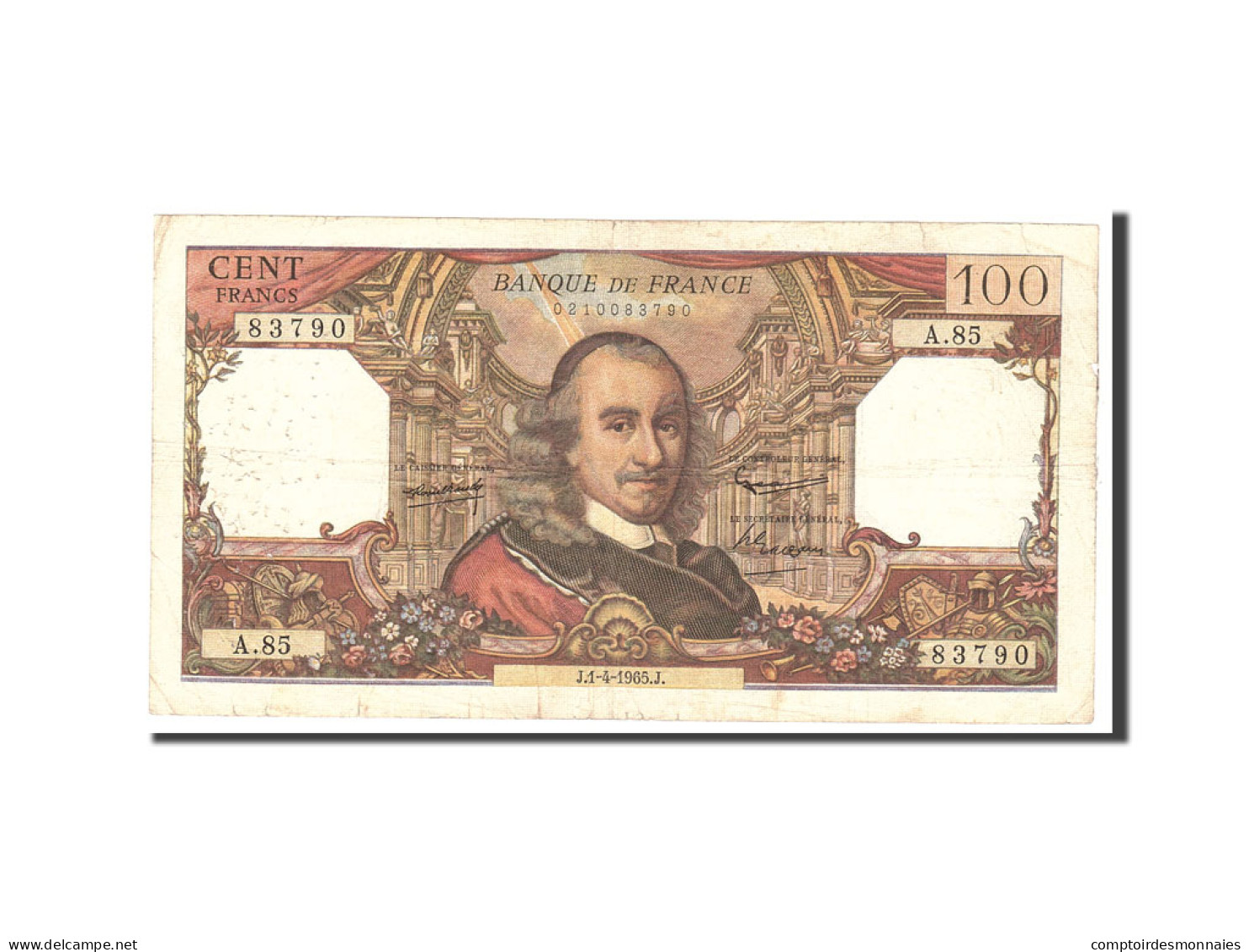 Billet, France, 100 Francs, 1965, 1965-04-01, TB, Fayette:65.7, KM:149a - 100 F 1964-1979 ''Corneille''