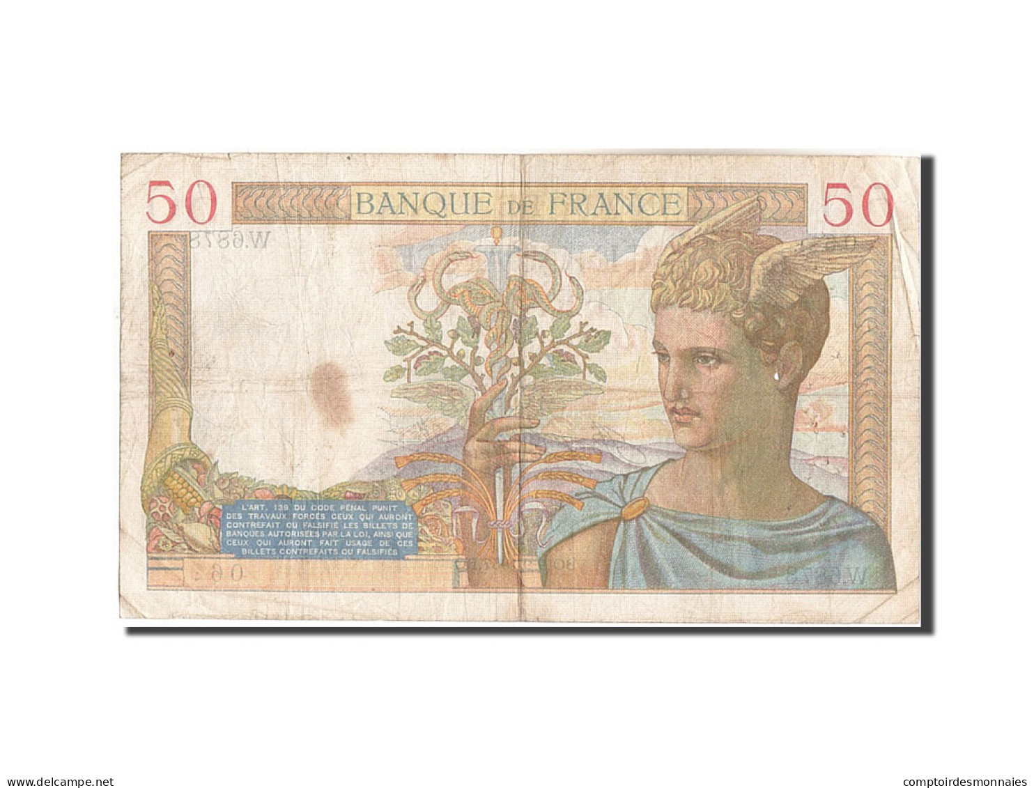 Billet, France, 50 Francs, 50 F 1934-1940 ''Cérès'', 1937, 1937-09-09, TB - 50 F 1934-1940 ''Cérès''