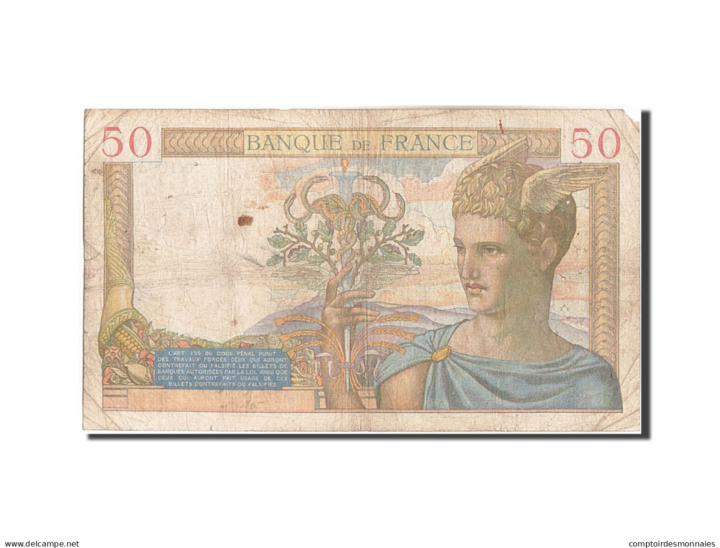 Billet, France, 50 Francs, 50 F 1934-1940 ''Cérès'', 1939, 1939-03-30, TB - 50 F 1934-1940 ''Cérès''