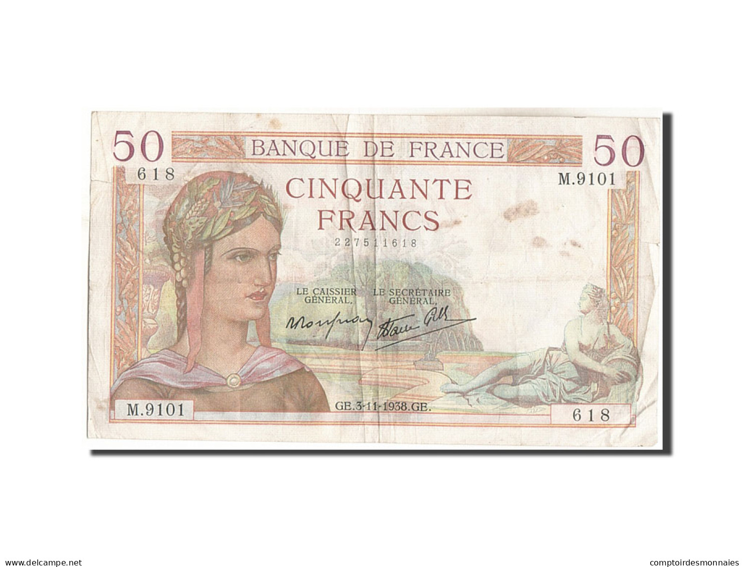 Billet, France, 50 Francs, 50 F 1934-1940 ''Cérès'', 1938, 1938-11-03, TB+ - 50 F 1934-1940 ''Cérès''