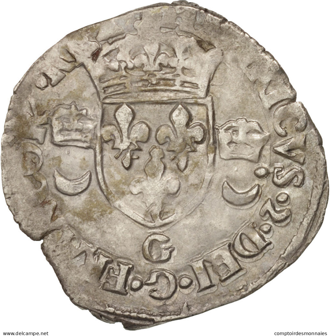 Monnaie, France, Douzain Aux Croissants, 1550, Poitiers, TTB, Billon - 1547-1559 Henri II