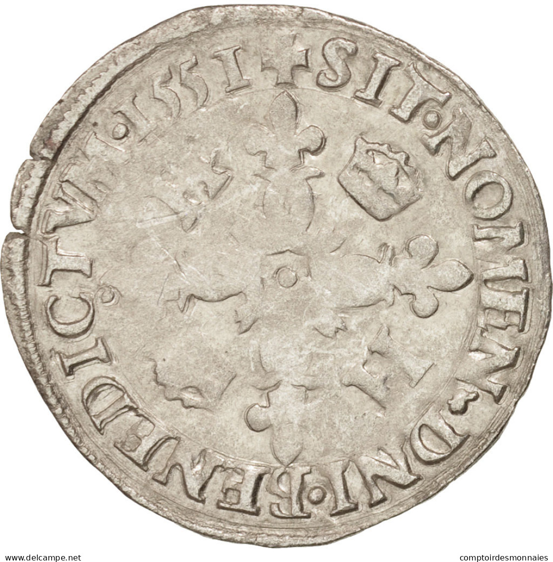 Monnaie, France, Douzain Aux Croissants, 1551, Paris, TB+, Billon, Duplessy:997 - 1547-1559 Heinrich II.