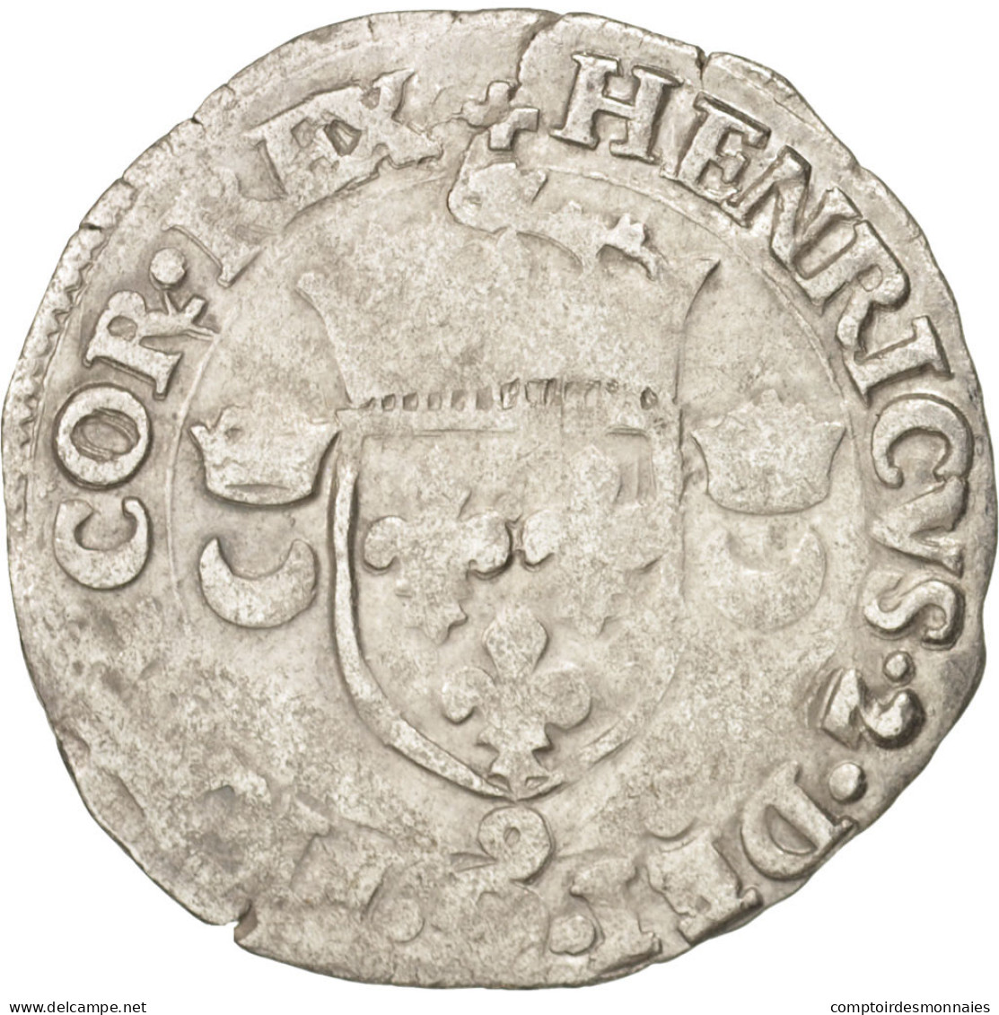 Monnaie, France, Douzain Aux Croissants, 1550, Rennes, TTB, Billon, Duplessy:997 - 1547-1559 Henri II