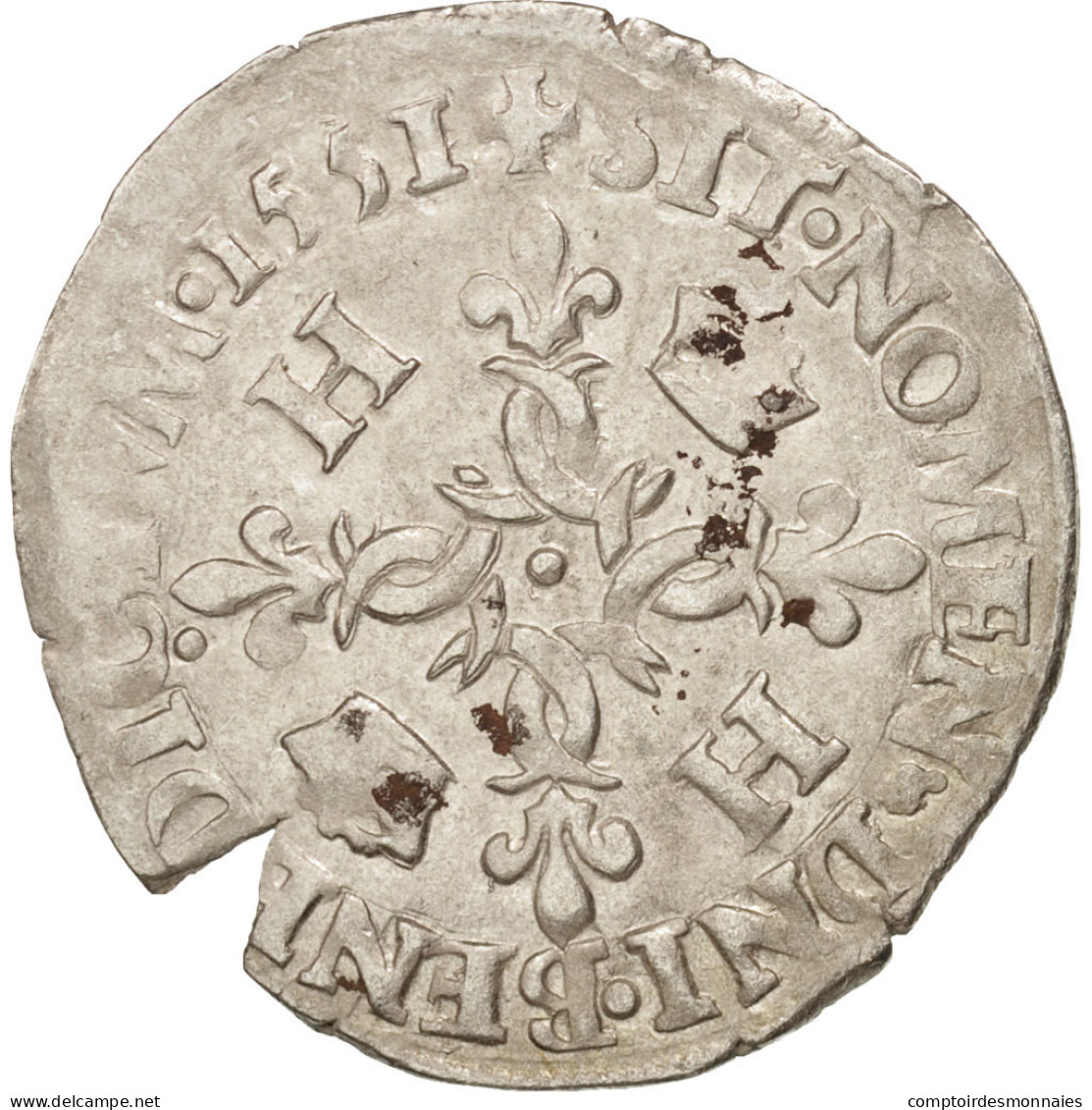 Monnaie, France, Douzain Aux Croissants, 1551, Paris, TTB, Billon, Duplessy:997 - 1547-1559 Henry II