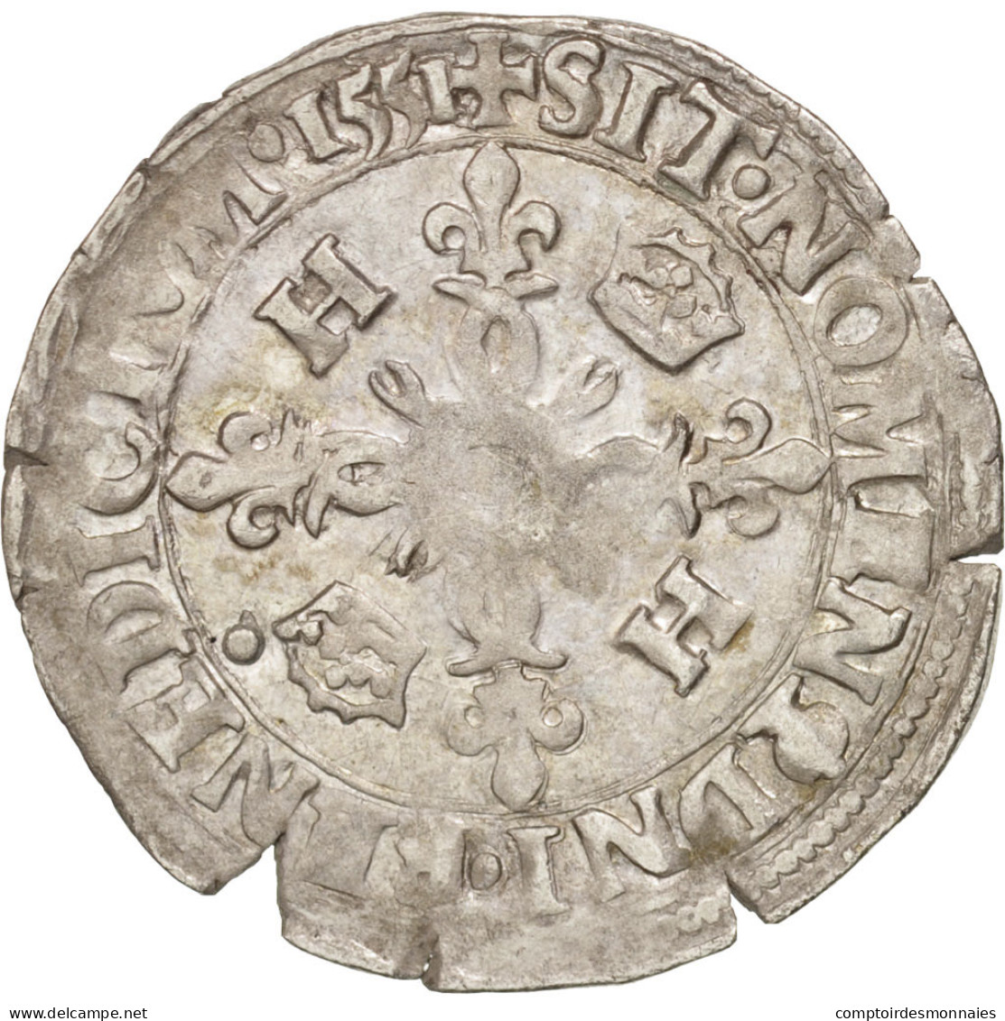 Monnaie, France, Douzain Aux Croissants, 1551, Rouen, TTB, Billon, Duplessy:997 - 1547-1559 Heinrich II.