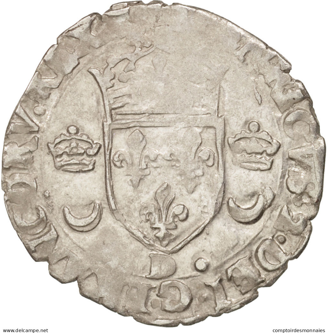 Monnaie, France, Douzain Aux Croissants, 1551, Lyon, TB+, Billon, Duplessy:997 - 1547-1559 Heinrich II.