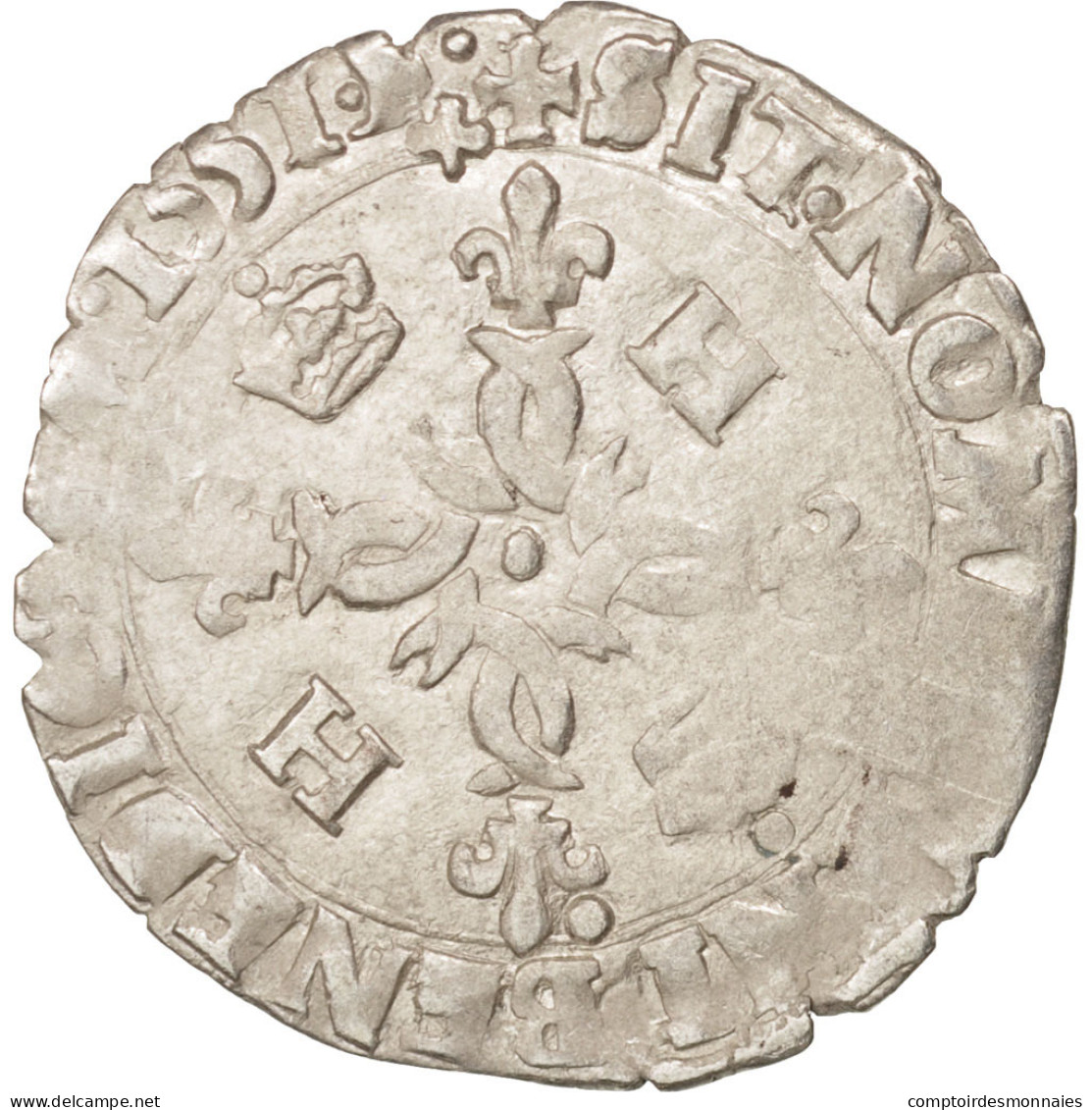 Monnaie, France, Douzain Aux Croissants, 1551, Lyon, TB+, Billon, Duplessy:997 - 1547-1559 Henry II