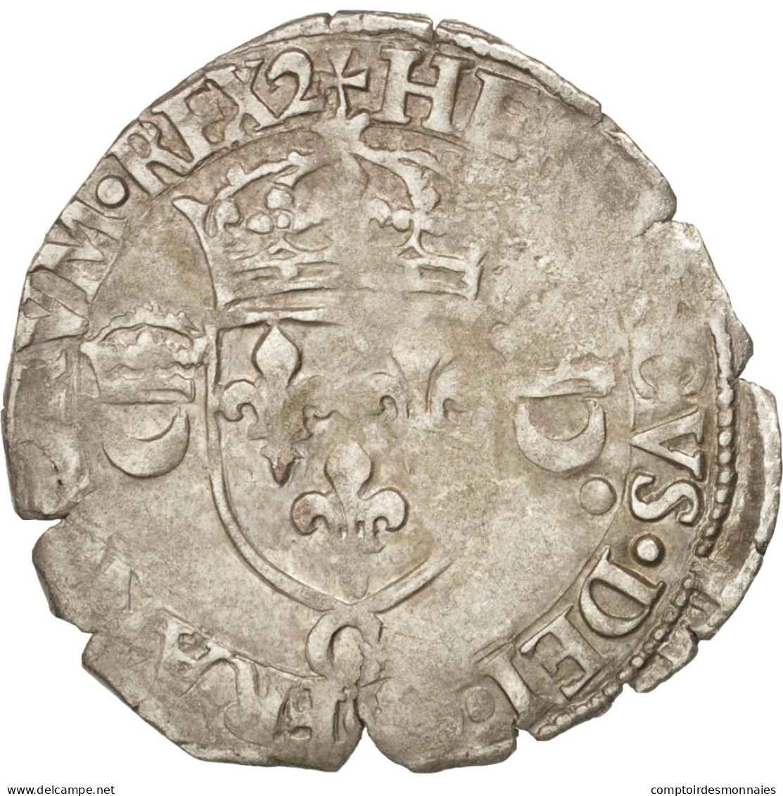 Monnaie, France, Douzain Aux Croissants, 1549, Poitiers, TB+, Billon - 1547-1559 Henri II