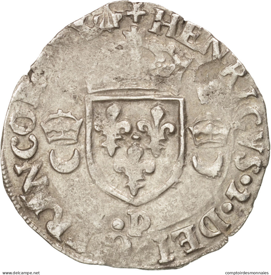 Monnaie, France, Douzain Aux Croissants, 1551, Dijon, TB+, Billon, Duplessy:997 - 1547-1559 Henri II