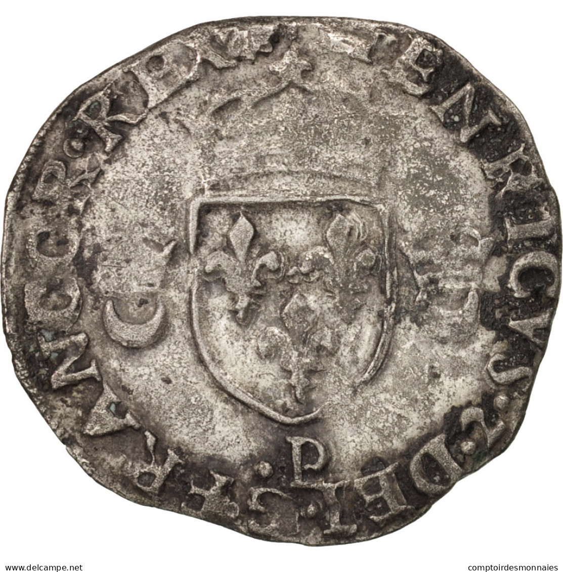 Monnaie, France, Douzain Aux Croissants, 1555, Dijon, TB, Billon, Duplessy:997 - 1547-1559 Heinrich II.