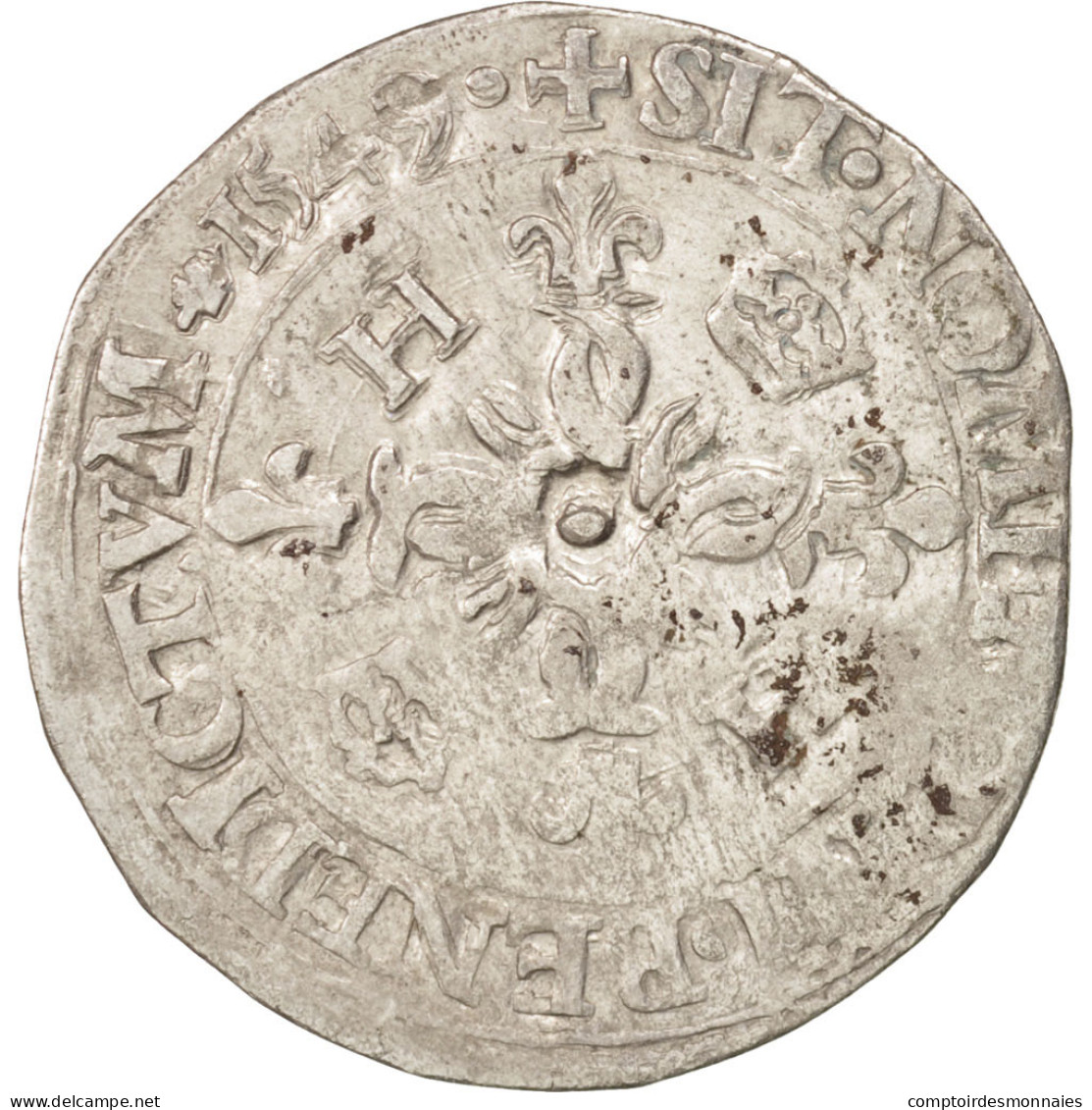 Monnaie, France, Douzain Aux Croissants, 1549, Rennes, TB+, Billon, Duplessy:997 - 1547-1559 Heinrich II.