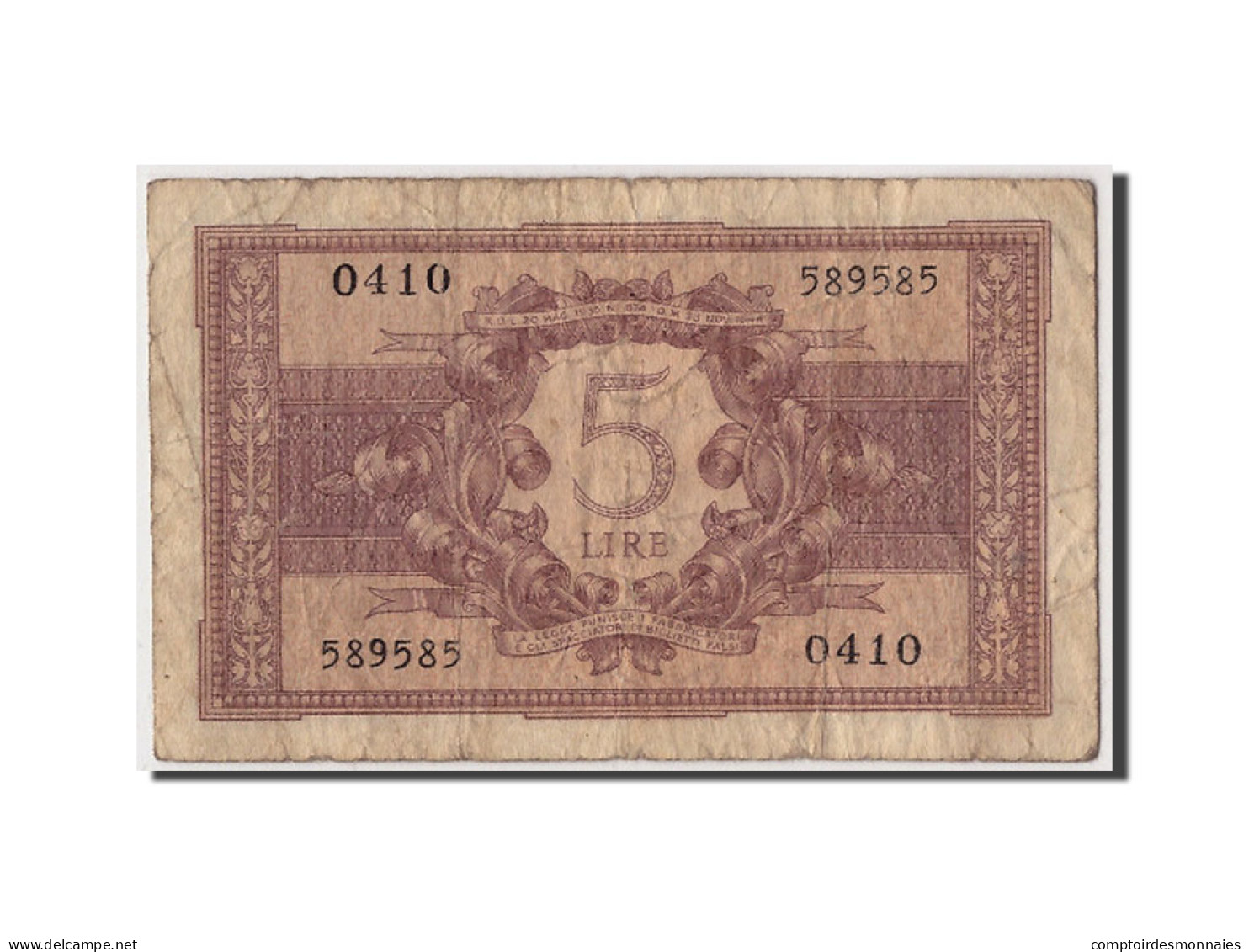 Billet, Italie, 5 Lire, 1944, 1944-11-23, KM:31b, B+ - Regno D'Italia – 5 Lire