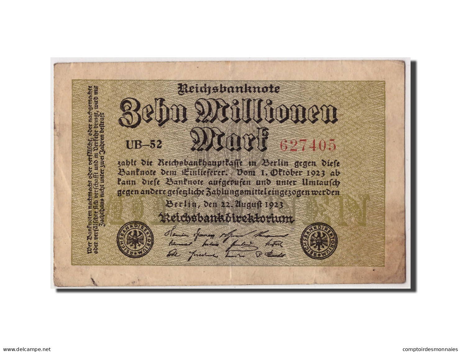 Billet, Allemagne, 10 Millionen Mark, 1923, 1923-08-22, KM:106a, TB+ - 10 Millionen Mark