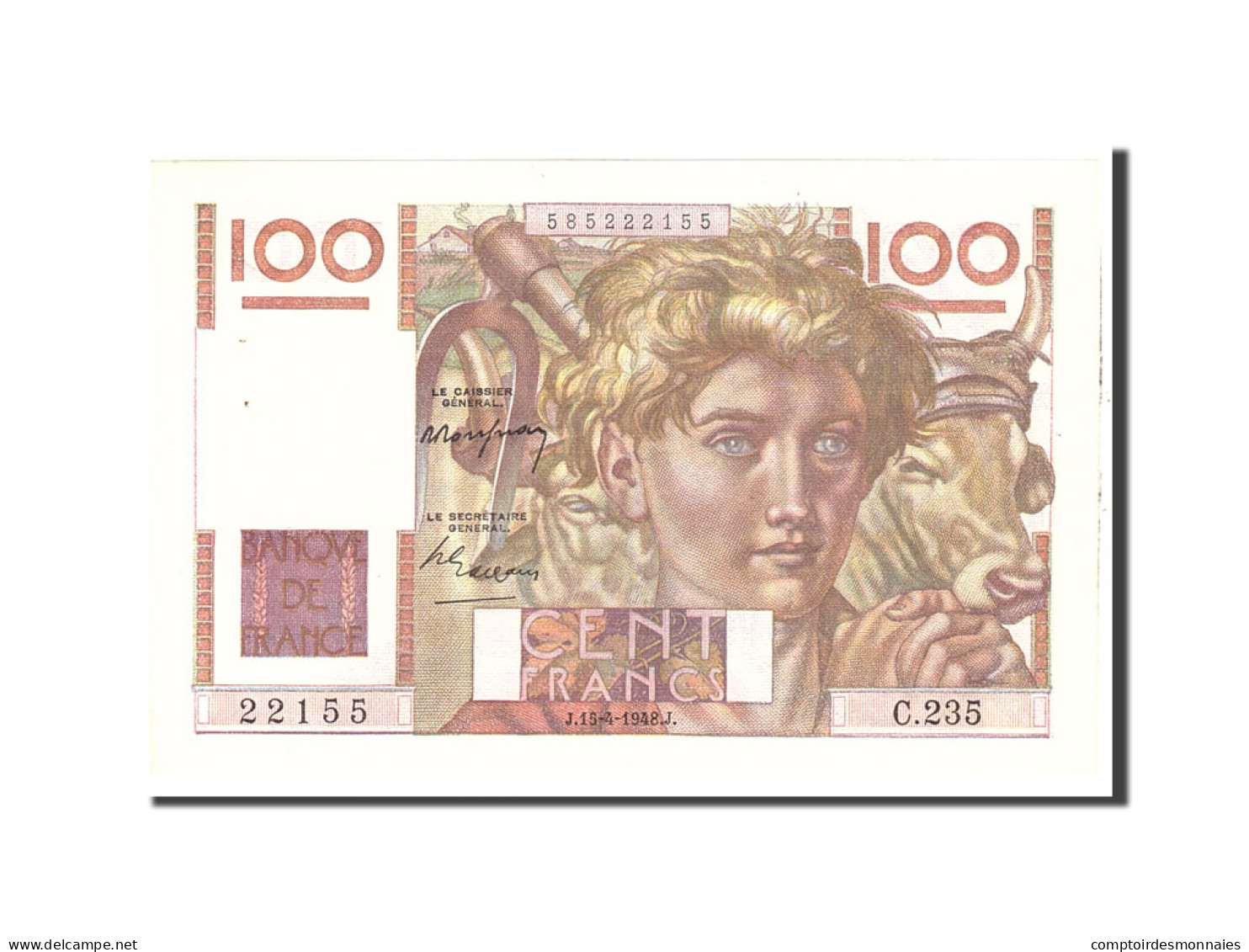 Billet, France, 100 Francs, 1948, 1948-04-15, SPL, Fayette:28.17, KM:128b - 100 F 1945-1954 ''Jeune Paysan''