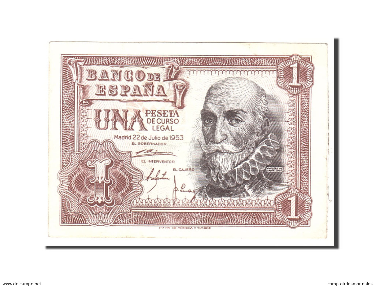 Billet, Espagne, 1 Peseta, 1953, 1953-07-22, KM:144a, TTB - 1-2 Pesetas