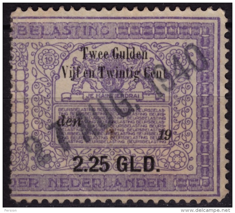 NETHERLANDS Revenue Stamp - BELASTING - 2.25 GLD - Used - Fiscales
