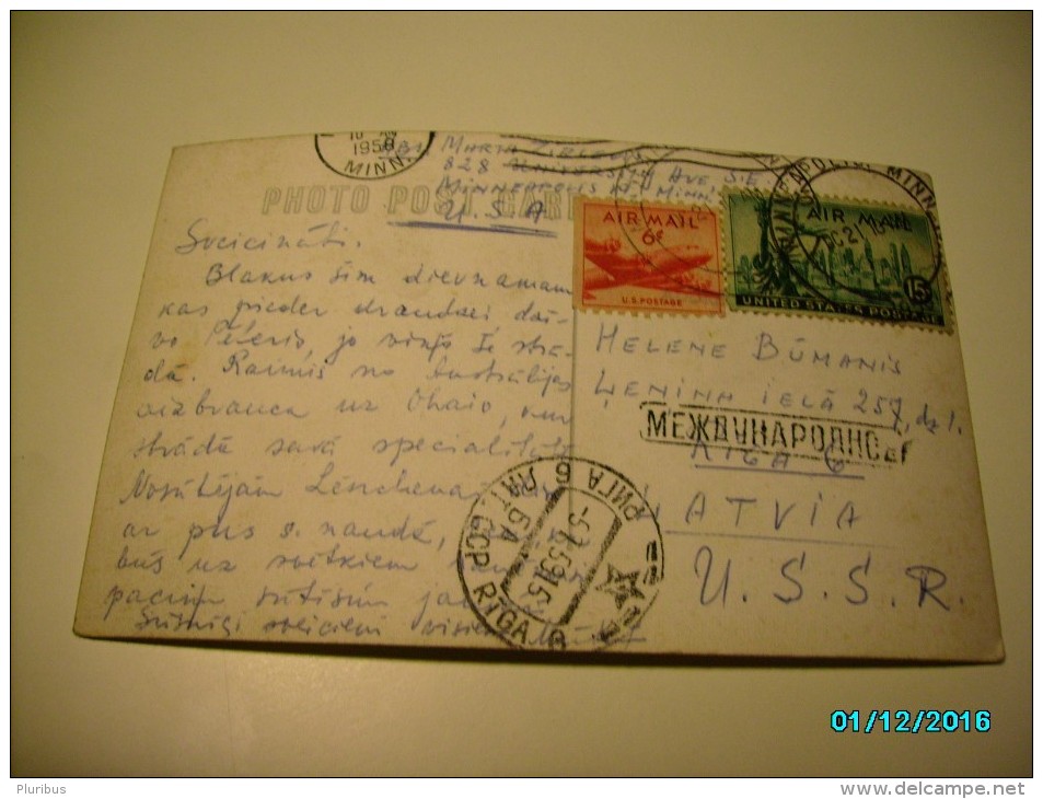 LATVIA 1958  MINNEAPOLIS  EXILE IN USA ,  PHOTO POSTCARD  , O - Minneapolis