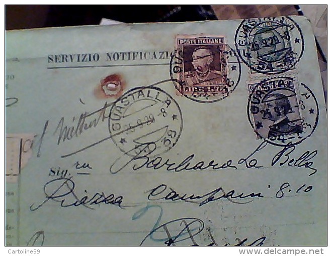 ATTI GIUDIZIARI  RACCOMANDATA DA GUASTALLA Al Mittente + PORTI 1929 3 RE TRE 1,75 Giu+ 0,25 FLOREAle 30 MICHETTI  FG8615 - Storia Postale