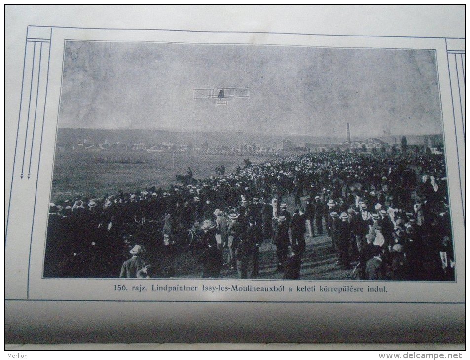 Avion Aviation - Lindpaintner -Issy-les -Moulineaux  Easter Round Flight  -  1911  Hungarian Print  LR156 - Historical Documents