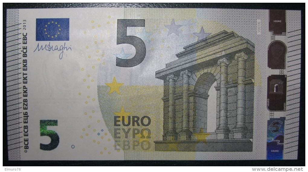 5 EURO V001F2 Spain Draghi Serie VA Perfect UNC - 5 Euro