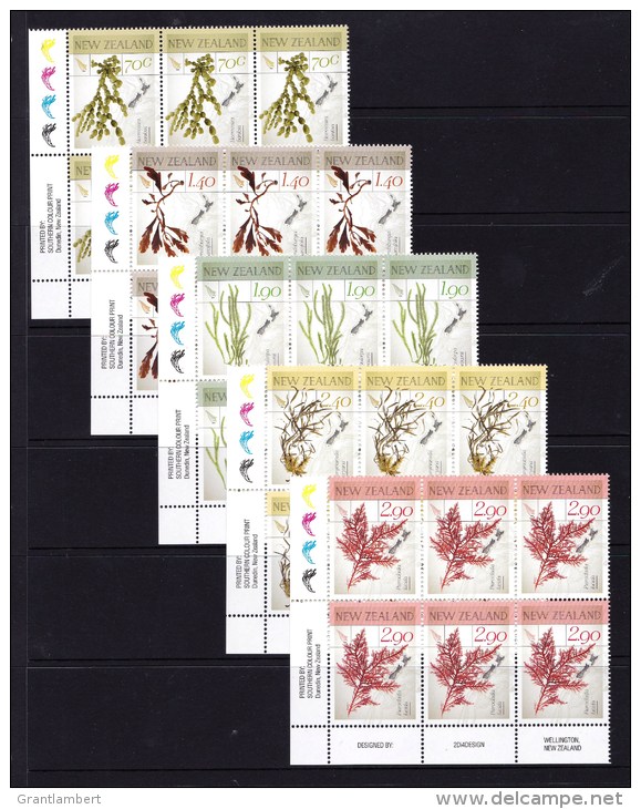 New Zealand 2014 Native Seaweeds Set As Corner Imprint Blocks Of 6 MNH - Ungebraucht