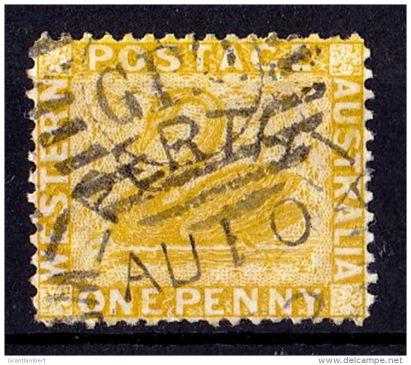 Western Australia 1879 Swan 1d Yellow-ochre Wmk Crown CC Used P14  SG 70 - Used Stamps