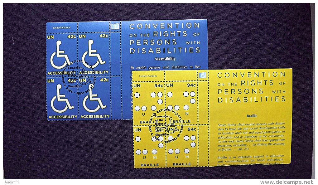 UNO-New York 1097/8 Oo/FDC-cancelled EVB ´B´, Rechte Von Menschen Mit Behinderungen - Oblitérés