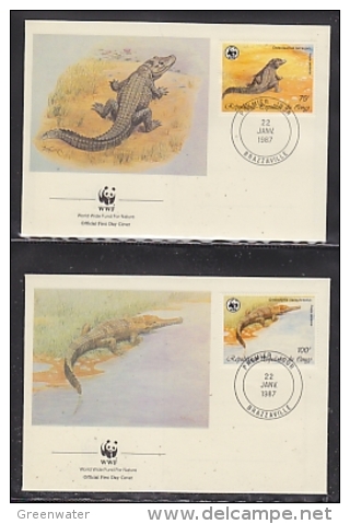 Congo 1987  WWF /   Crocodile  4v4 FDC  (W732) - Unused Stamps