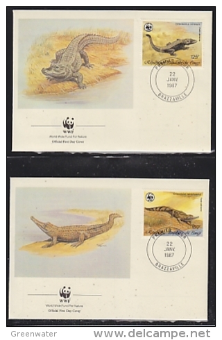 Congo 1987  WWF /   Crocodile  4v4 FDC  (W732) - Unused Stamps