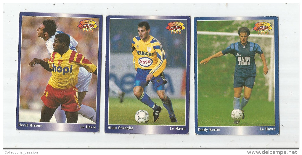 Carte De Collection , Official FOOTBALL Cards 1995 , PANINI , Le Havre  N° 52/56/58 , LOT DE 3 , Frais Fr : 1.50€ - Other & Unclassified