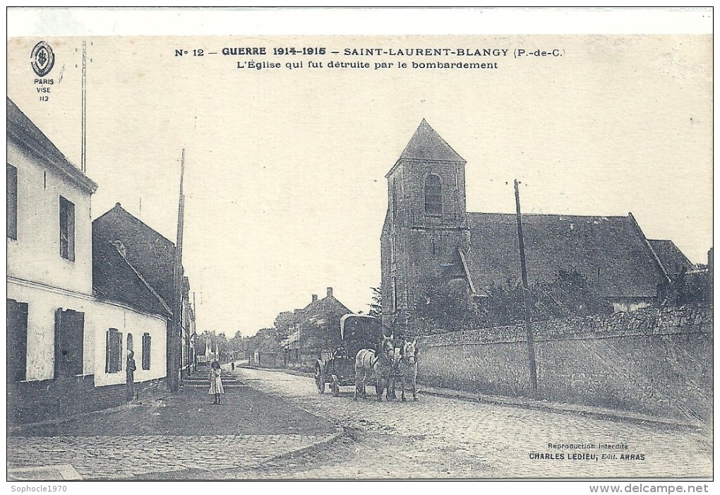 NORD - PAS DE CALAIS - 62 - PAS DE CALAIS - SELECTION - SAINT LAUREN BLANGY - L'église Et Attelage - HD Défraichi - Saint Laurent Blangy