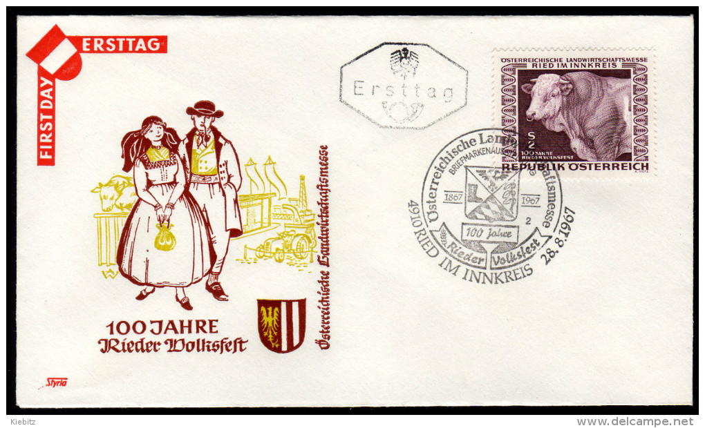 ÖSTERREICH 1967 - Landwirtschaftsmesse Ried - Sonderstempel FDC - Landwirtschaft