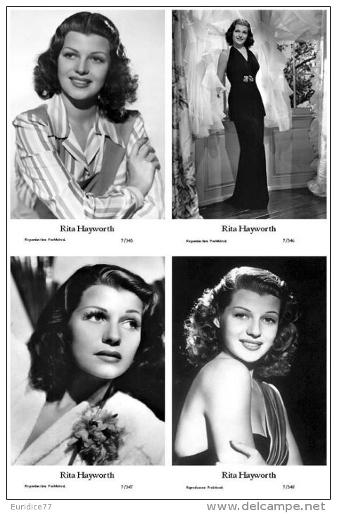 RITA HAYWORTH - Film Star Pin Up - Publisher Swiftsure Postcards 2000 SET 545-48 - Entertainers