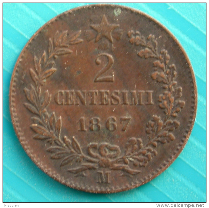 2 Centesimi 1867 M - 1861-1878 : Victor Emmanuel II