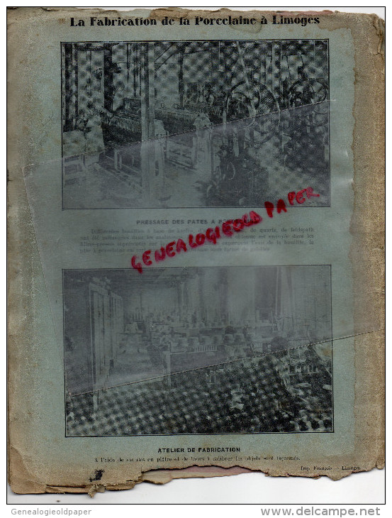 87 - SAINT YRIEIX -  LIMOGES - PROTEGE CAHIER FABRICATION PORCELAINE- KAOLIN - PRESSAGE DES PATES-MICHEL PRESINAT -1937- - Other & Unclassified
