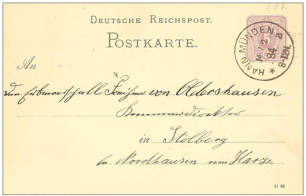 Postkarte 5 Pfennig  Mit Schöne Stempel  HANN. MÜNDEN 14/2 84 - Sonstige & Ohne Zuordnung