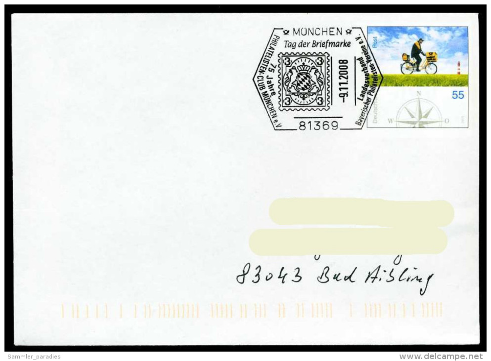 36898) BRD - Ganzsache P 167 I B - SoST 81369 MÜNCHEN Vom 09.11.2008 - Tag Der Briefmarke - Maschinenstempel (EMA)