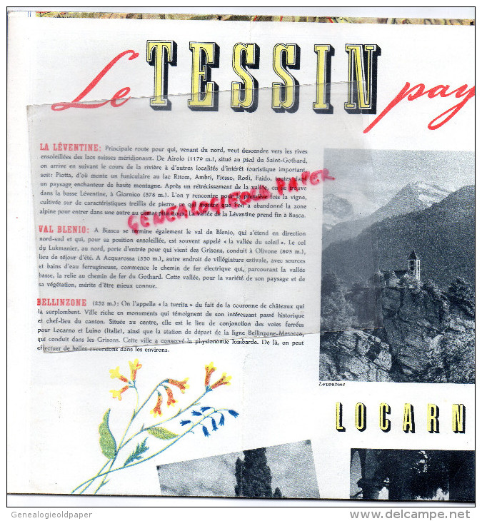 SUISSE - DEPLIANT TOURISTIQUE -TICINO- TESSIN- LOCARNO- LUGANO-ASCONA-GAMBAROGNO-BRISSAGO-1939 - Reiseprospekte