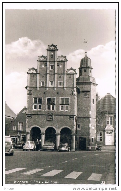 D5947     MEPPEN : Rathaus ( Opel Kadett, Rekord, Volkswagen) - Meppen