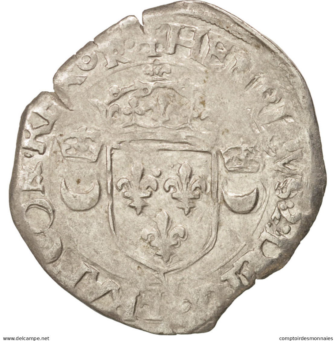 Monnaie, France, Douzain Aux Croissants, 1551, Romans, TB+, Billon, Duplessy:997 - 1547-1559 Henry II