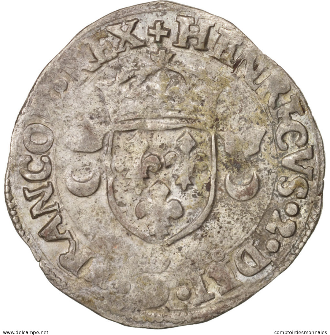 Monnaie, France, Douzain Aux Croissants, 1551, Rennes, TB+, Billon, Duplessy:997 - 1547-1559 Heinrich II.