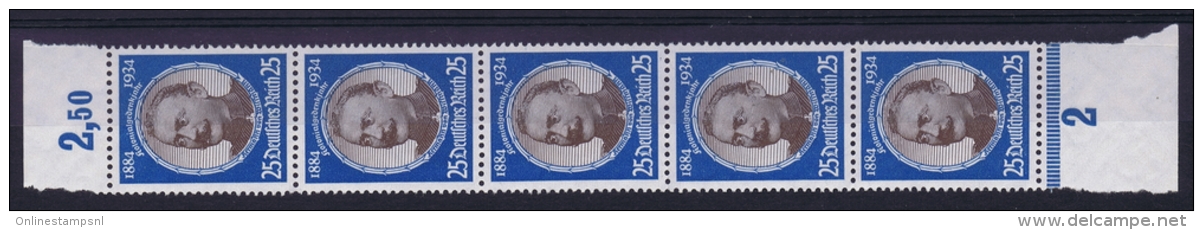 Deutsche Reich Mi Nr 543 Y  Not Used (*) 1934 Randstuck 5 Streifen - Ungebraucht
