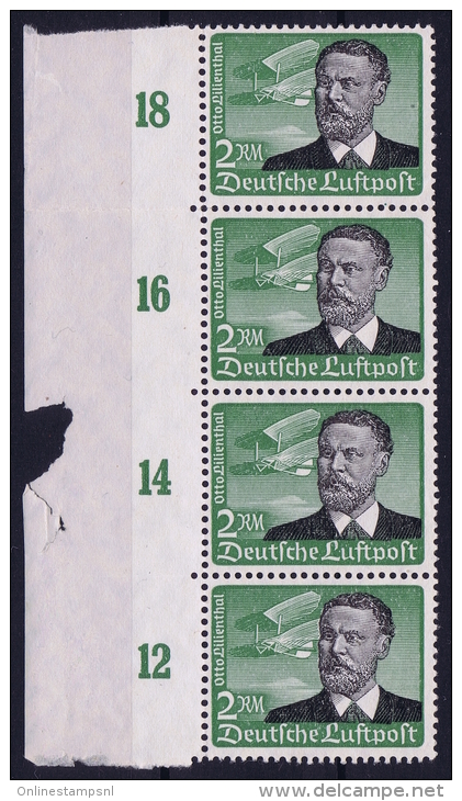 Deutsche Reich Mi Nr 538  Not Used (*) 1934 Luftpost Randstuck  4-Streifen - Luchtpost & Zeppelin