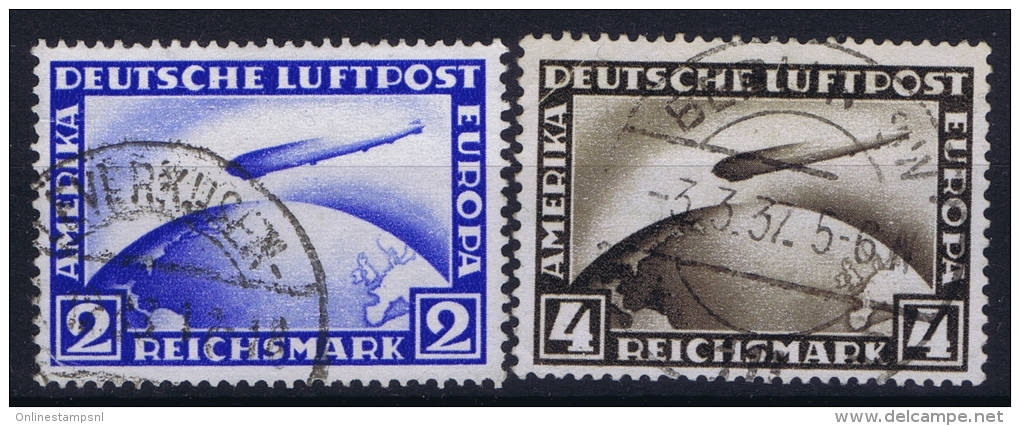 Deutsche Reich Mi Nr 423 - 424  Used Signed/ Signé/signiert  1928 - Luft- Und Zeppelinpost
