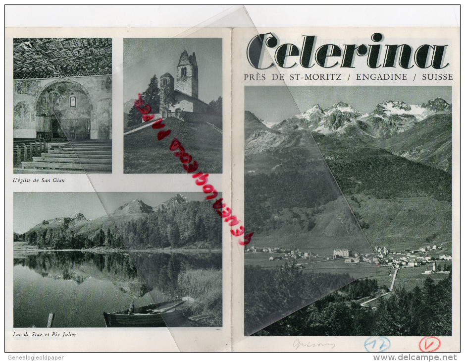 SUISSE - DEPLIANT TOURISTIQUE - CELERINA PRES SAINT MORITZ- ENGADINE- GOLF- TENNIS- PISCINE-ANNEES 40 - Switzerland