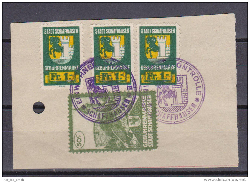 Heimat SH Schaffhausen Briefstück 4Fiskalmarken Gebührenmarken - Revenue Stamps