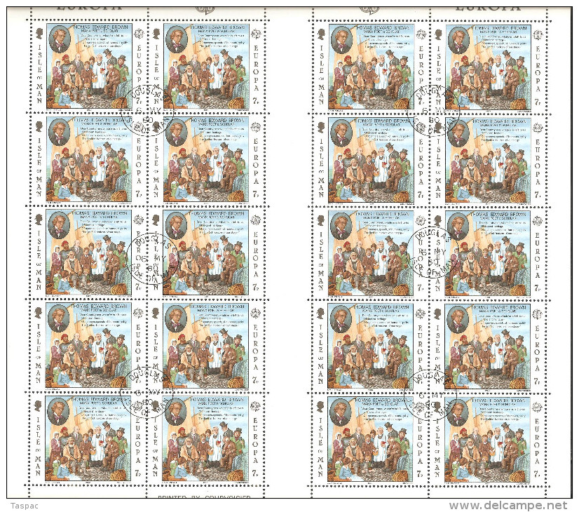 Isle Of Man 1980 Mi# 164-165 Used - Sheets Of 20 (folded) - Europa - Isola Di Man